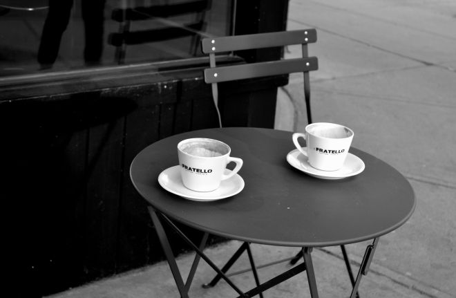Coffee for two at a table for one